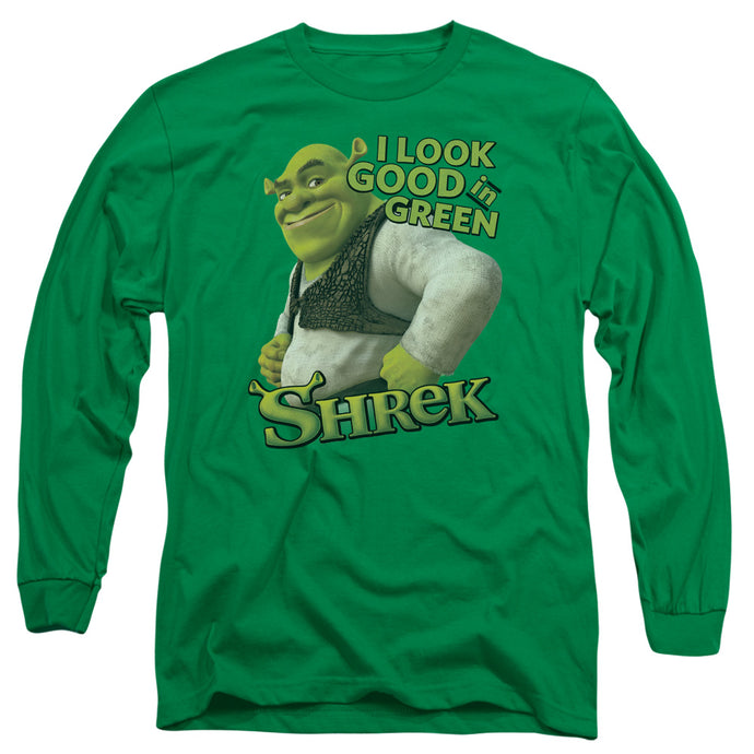 Shrek Looking Good Mens Long Sleeve Shirt Kelly Green