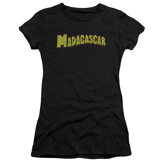 Madagascar Logo Junior Sheer Cap Sleeve Womens T Shirt Black