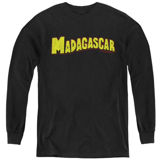 Madagascar Logo Long Sleeve Kids Youth T Shirt Black