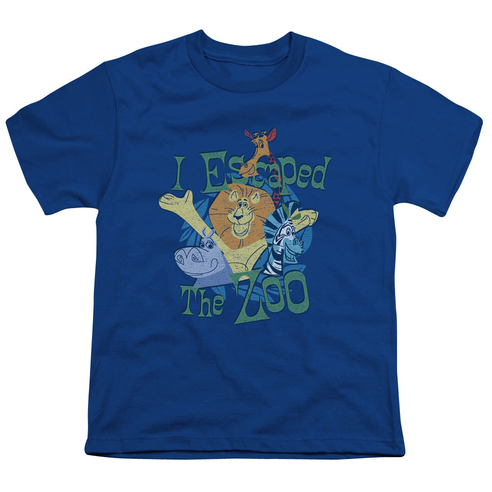 Madagascar Escaped Kids Youth T Shirt Royal Blue