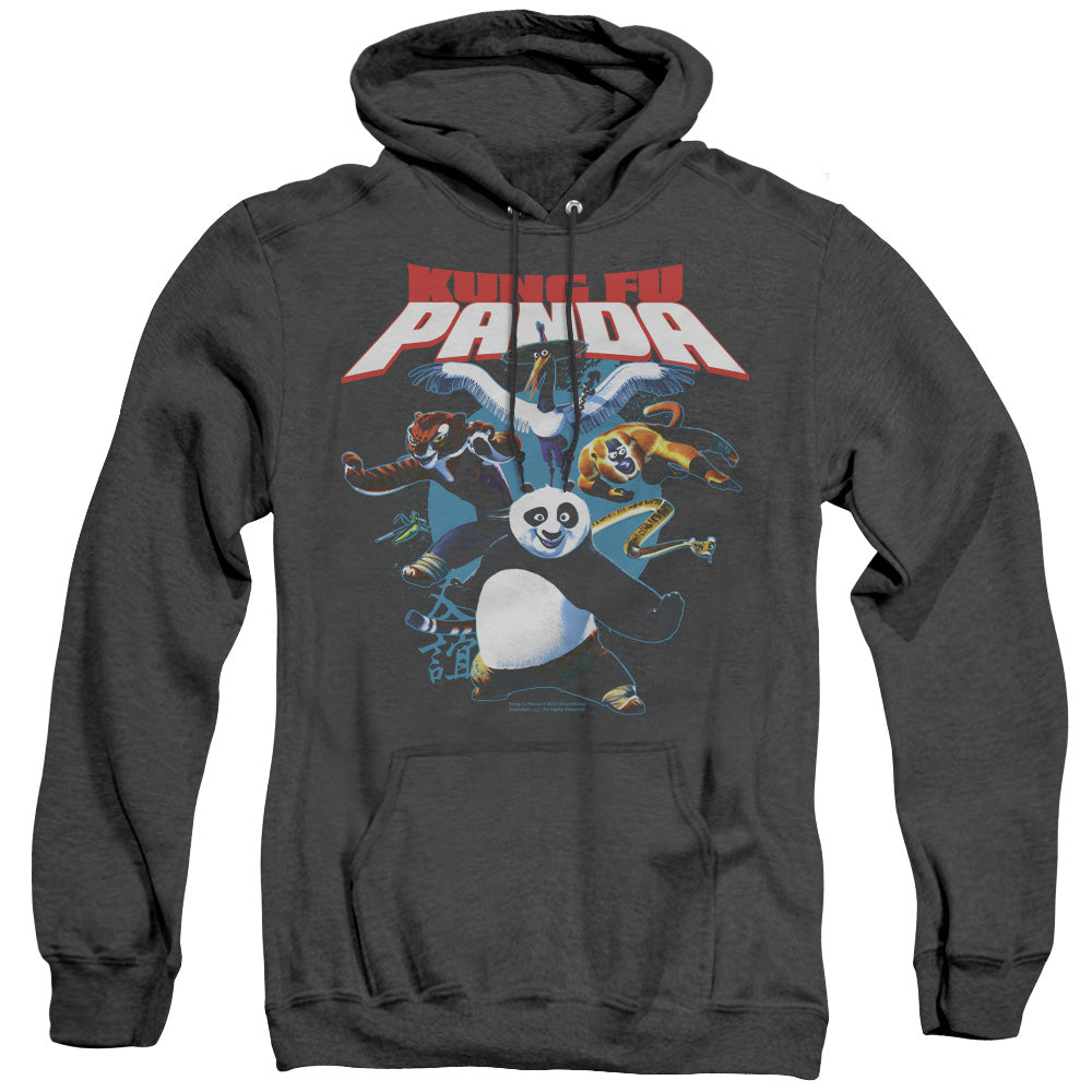 Kung Fu Panda Kung Fu Group Heather Mens Hoodie Black