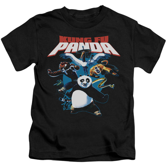 Kung Fu Panda Kung Fu Group Juvenile Kids Youth T Shirt Black