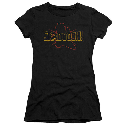 Kung Fu Panda Skadoosh Junior Sheer Cap Sleeve Womens T Shirt Black