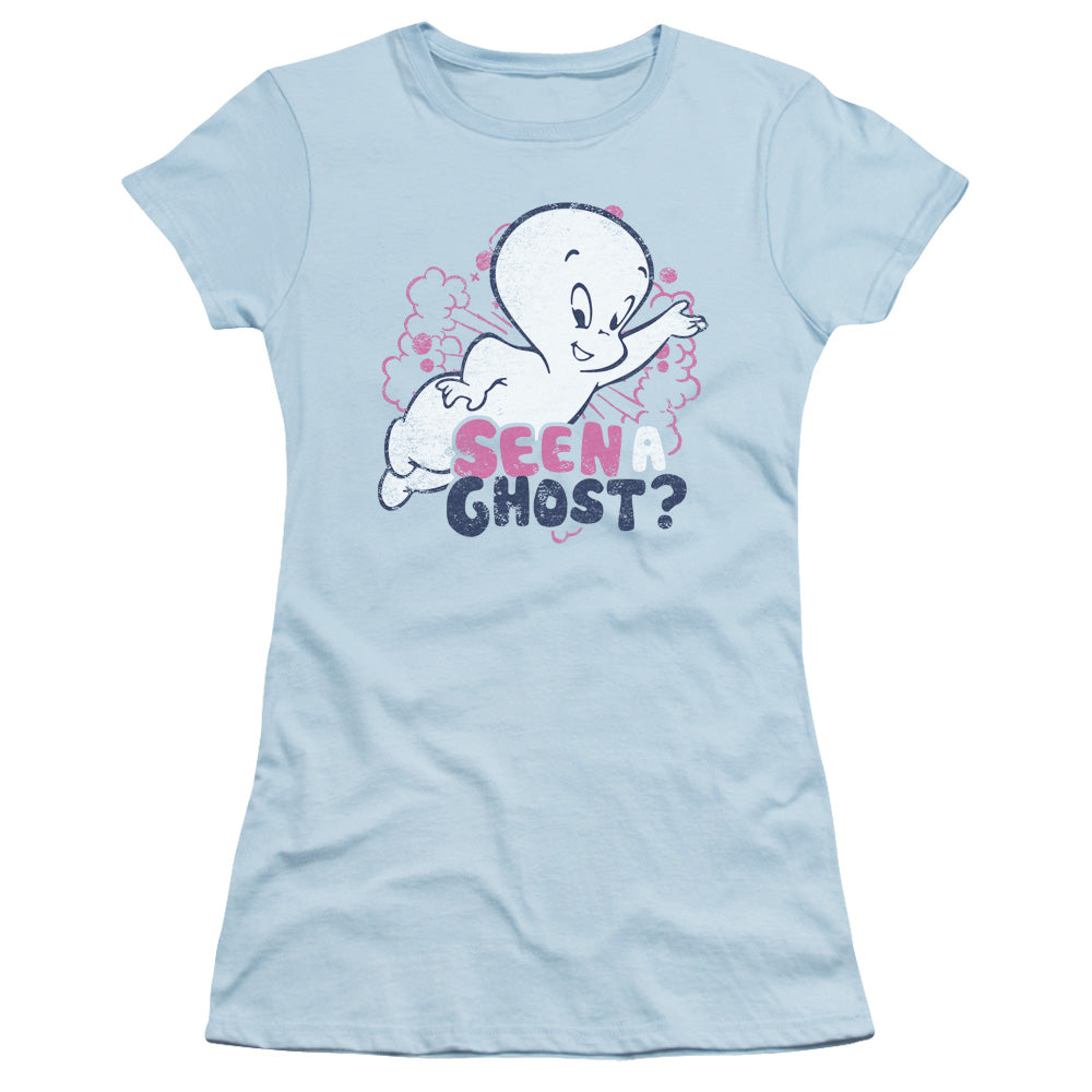 Casper Seen a Ghost Junior Sheer Cap Sleeve Womens T Shirt Light Blue