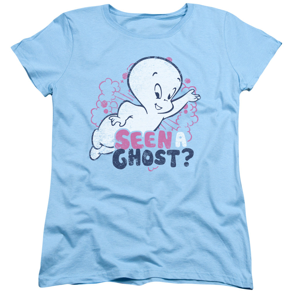 Casper Seen a Ghost Womens T Shirt Light Blue