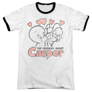 Casper Hearts Heather Ringer Mens T Shirt White Black