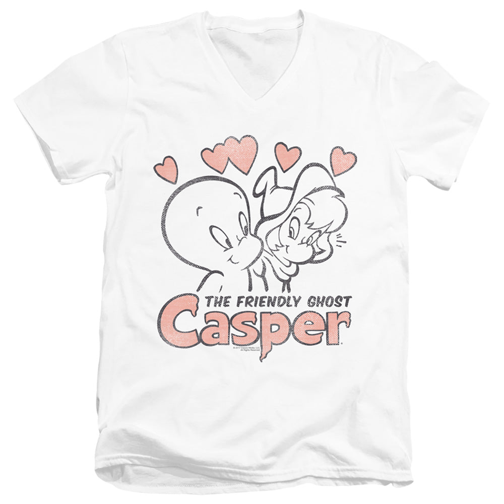 Casper Hearts Mens Slim Fit V Neck T Shirt White