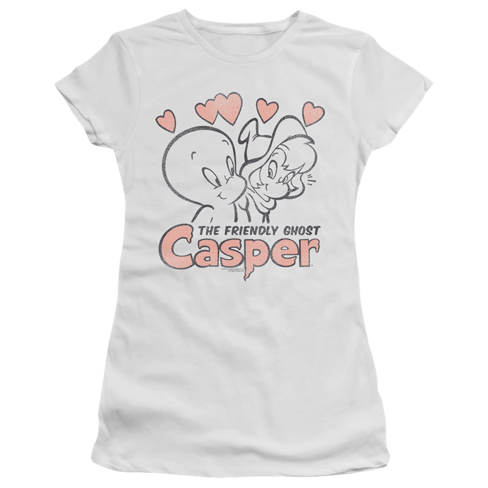 Casper Hearts Junior Sheer Cap Sleeve Womens T Shirt White