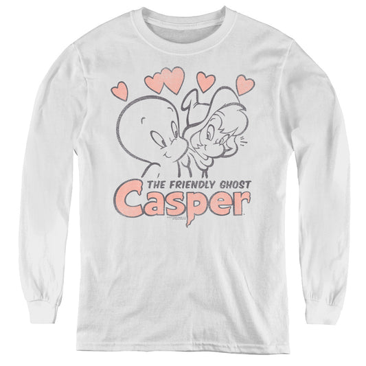 Casper Hearts Long Sleeve Kids Youth T Shirt White