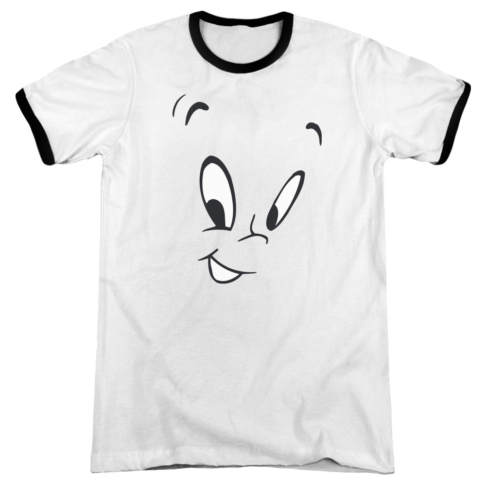 Casper Face Heather Ringer Mens T Shirt White Black