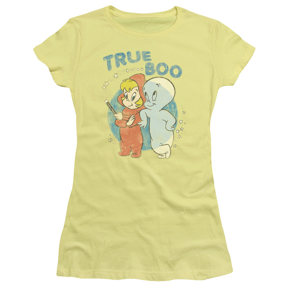 Casper True Boo Junior Sheer Cap Sleeve Womens T Shirt Banana