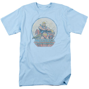 Masters of the Universe He Man and Crew Mens T Shirt Light Blue