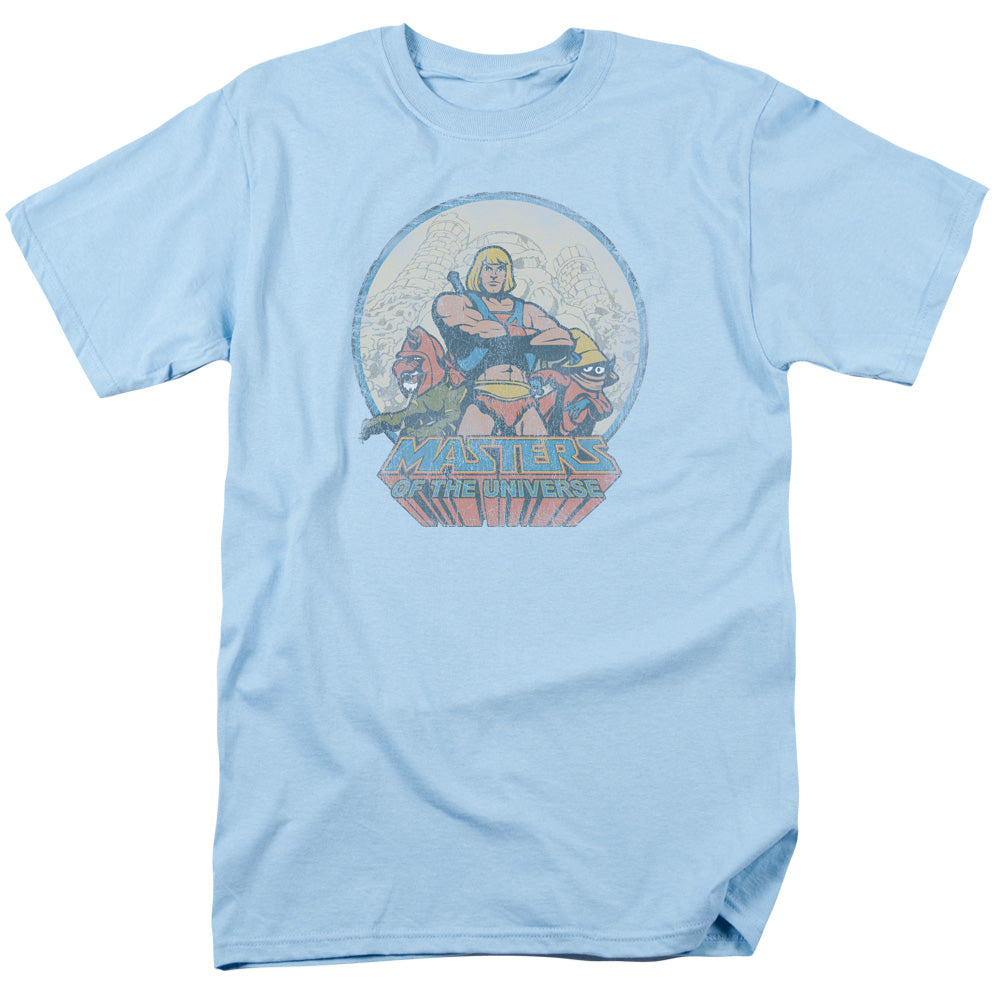 Masters of the Universe He Man and Crew Mens T Shirt Light Blue