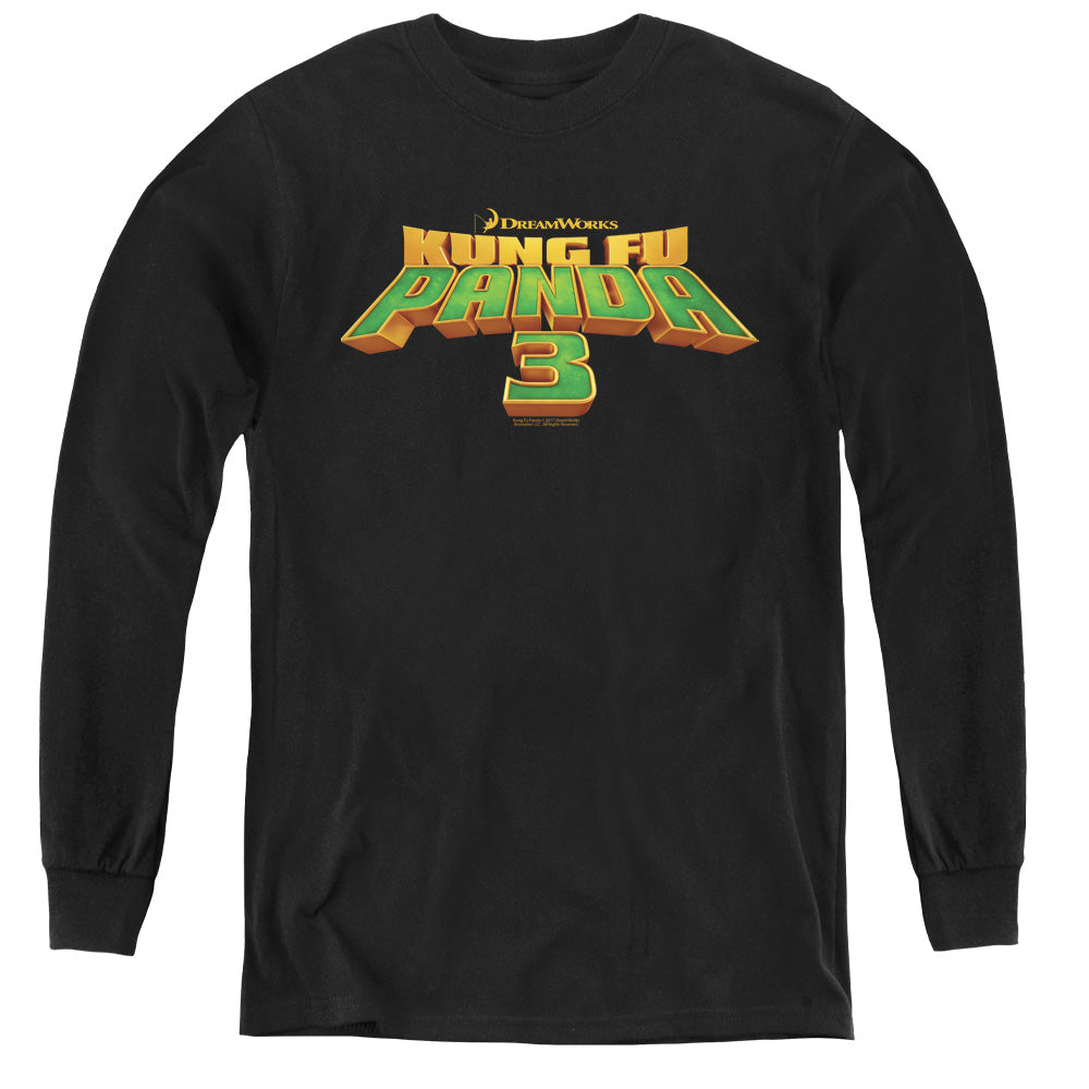 Kung Fu Panda Logo Long Sleeve Kids Youth T Shirt Black