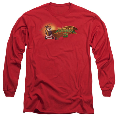 Kung Fu Panda Po Logo Mens Long Sleeve Shirt Red