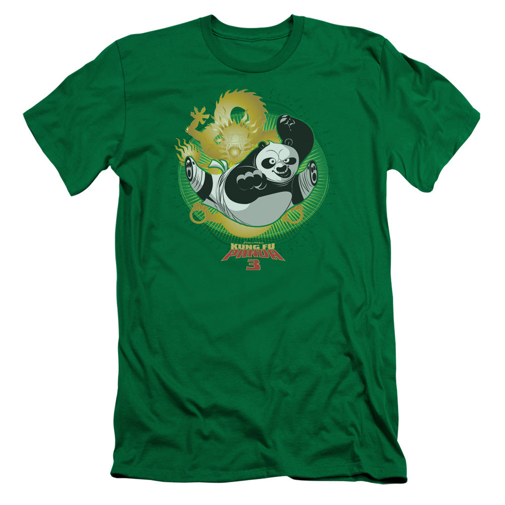 Kung Fu Panda Dragon Warrior Po Slim Fit Mens T Shirt Kelly Green