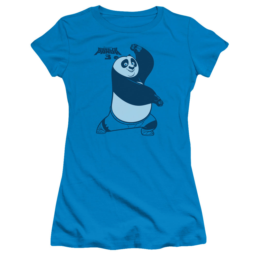 Kung Fu Panda Fighting Stance Junior Sheer Cap Sleeve Womens T Shirt Turquoise