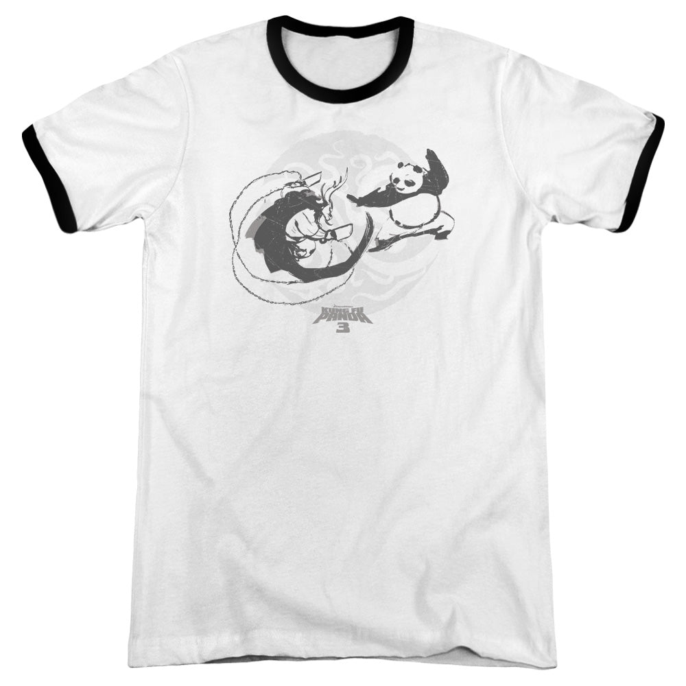 Kung Fu Panda Face Off Heather Ringer Mens T Shirt White