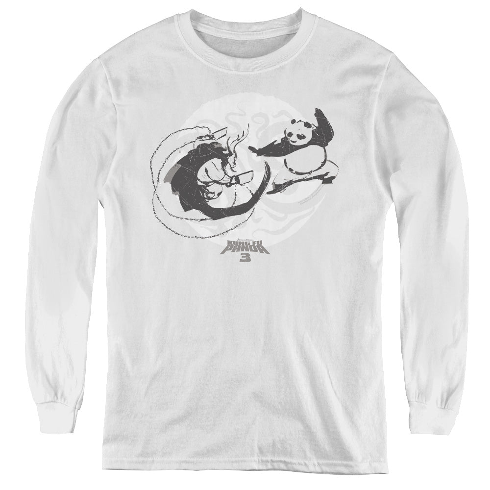 Kung Fu Panda Face Off Long Sleeve Kids Youth T Shirt White