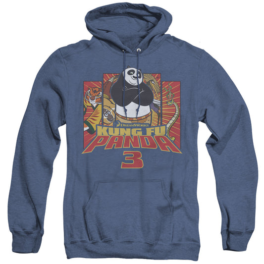 Kung Fu Panda Kung Furry Heather Mens Hoodie Royal Blue