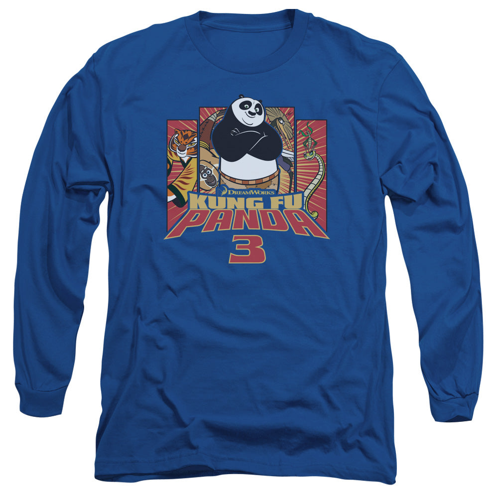 Kung Fu Panda Kung Furry Mens Long Sleeve Shirt Royal Blue