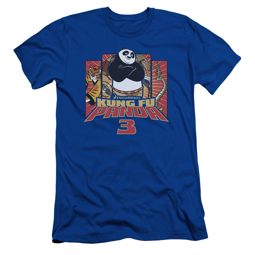 Kung Fu Panda Kung Furry Slim Fit Mens T Shirt Royal Blue