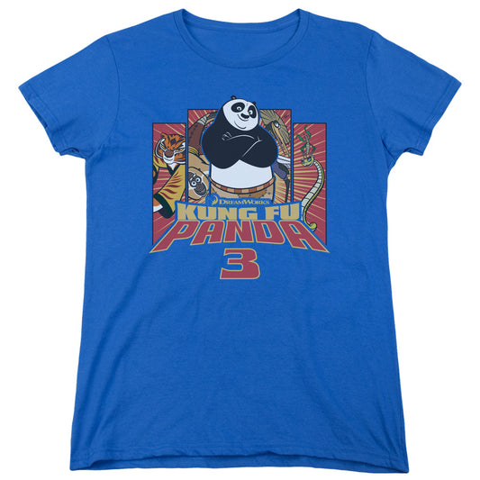 Kung Fu Panda Kung Furry Womens T Shirt Royal Blue