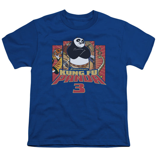 Kung Fu Panda Kung Furry Kids Youth T Shirt Royal Blue