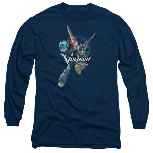 Voltron Defender Pose Mens Long Sleeve Shirt Navy Blue