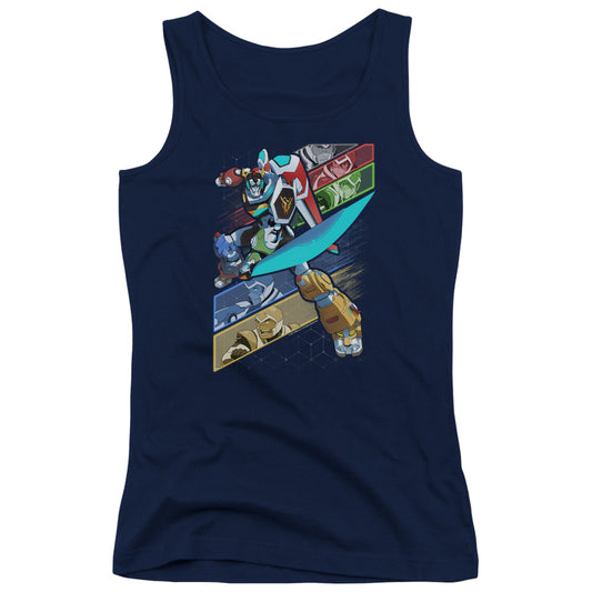 Voltron Crisscross Womens Tank Top Shirt Navy Blue