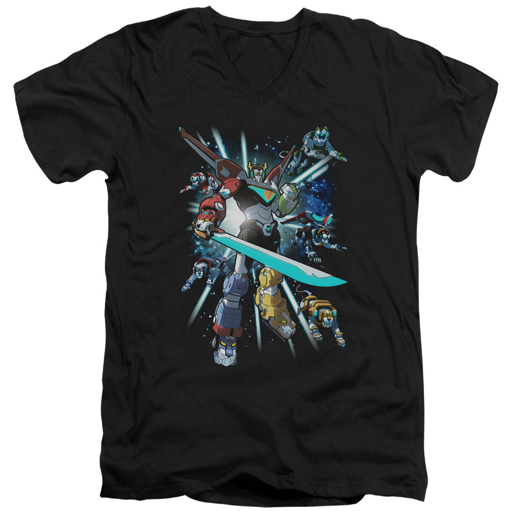 Voltron Lions Share Mens Slim Fit V Neck T Shirt Black