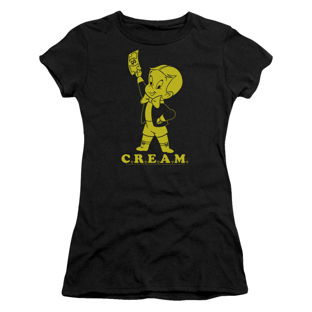 Richie Rich Cream Junior Sheer Cap Sleeve Womens T Shirt Black