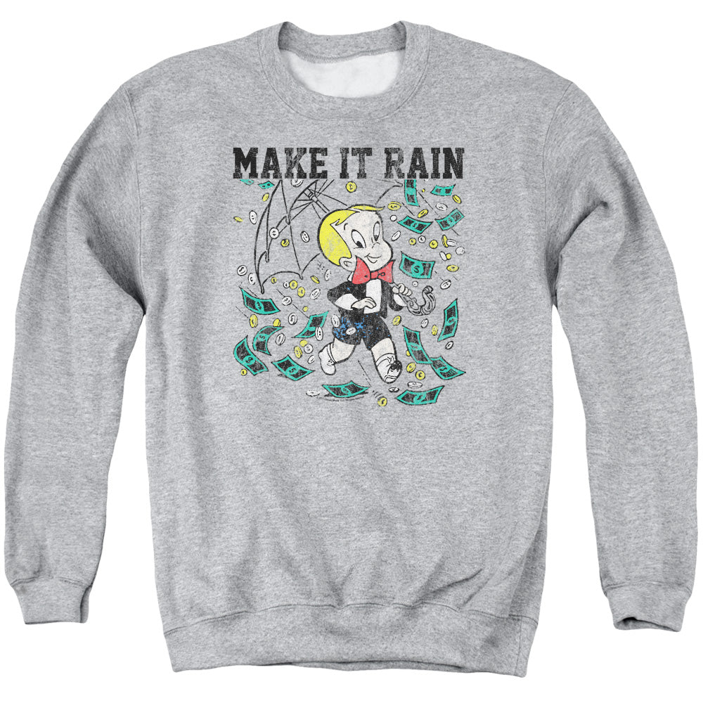 Richie Rich Make It Rain Mens Crewneck Sweatshirt Athletic Heather