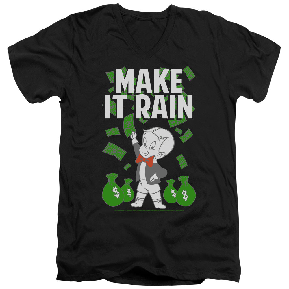 Richie Rich Make It Rain Mens Slim Fit V Neck T Shirt Black