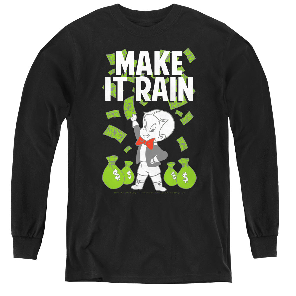 Richie Rich Make It Rain Long Sleeve Kids Youth T Shirt Black