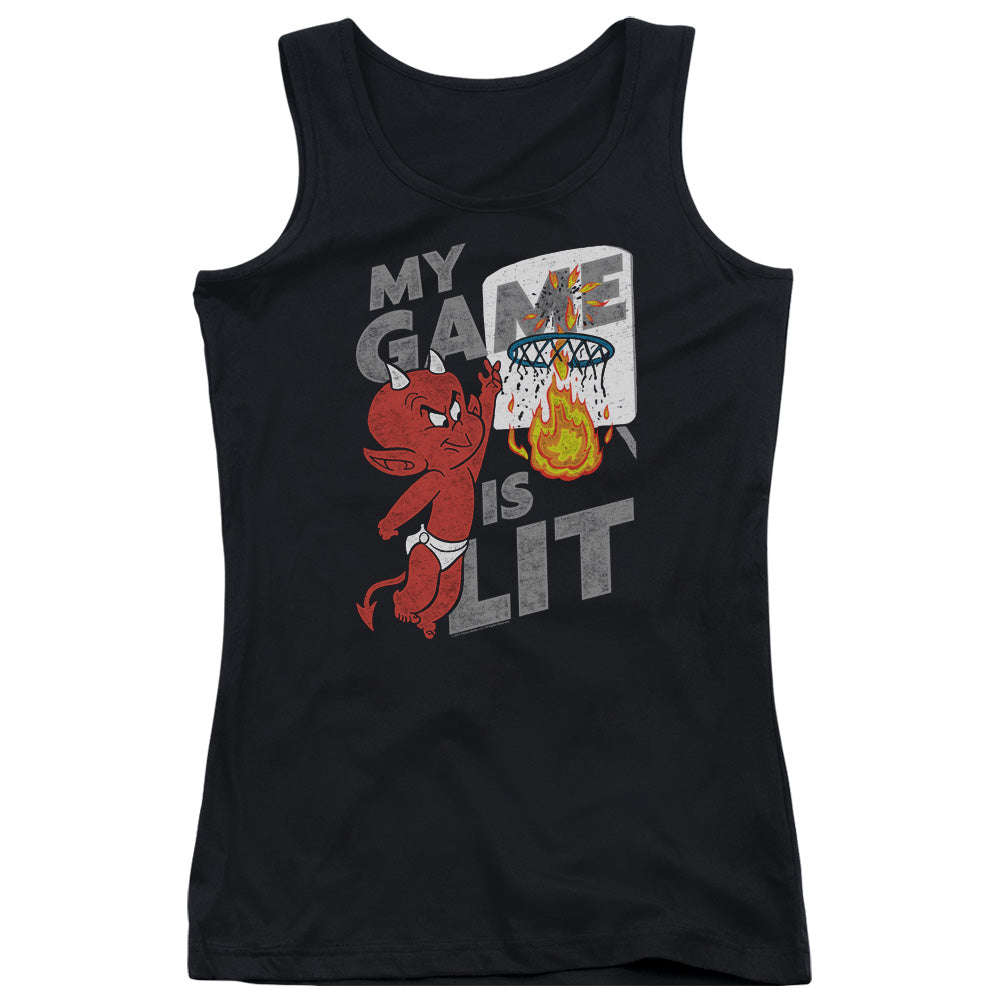 Hot Stuff Game is Lit Womens Tank Top Shirt Black