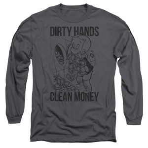 Richie Rich Clean Money Mens Long Sleeve Shirt Charcoal