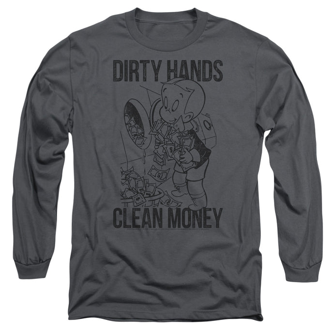 Richie Rich Clean Money Mens Long Sleeve Shirt Charcoal