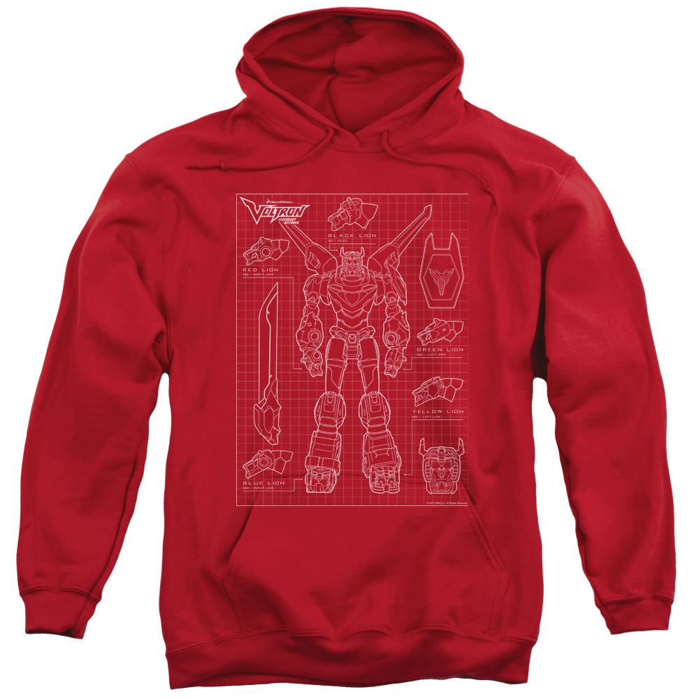 Voltron Voltron Schematic Mens Hoodie Red