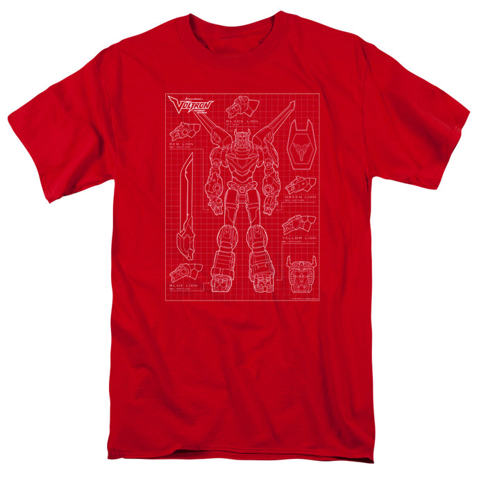 Voltron Voltron Schematic Mens T Shirt Red