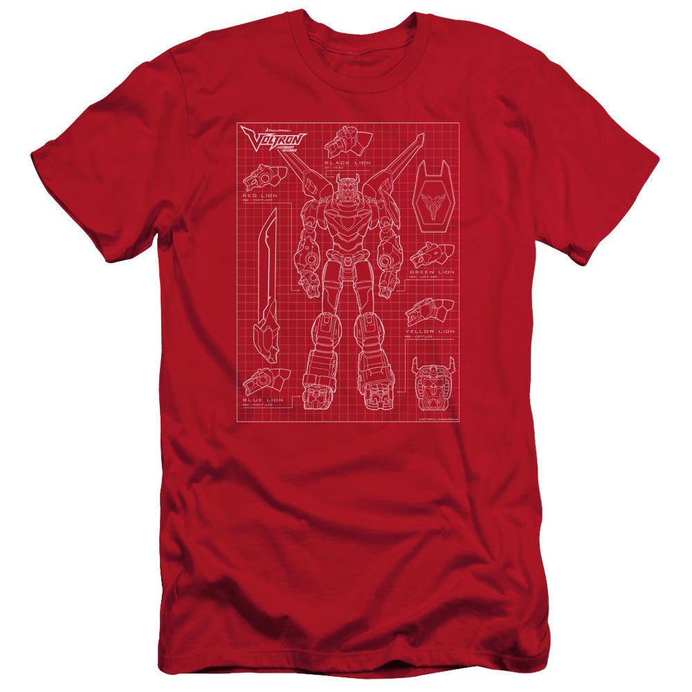 Voltron Voltron Schematic Slim Fit Mens T Shirt Red