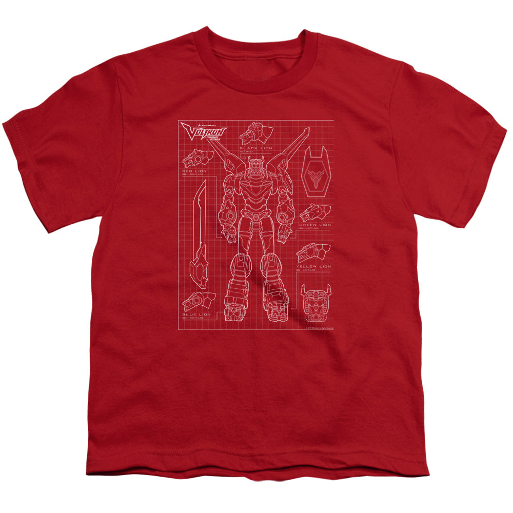 Voltron Voltron Schematic Kids Youth T Shirt Red