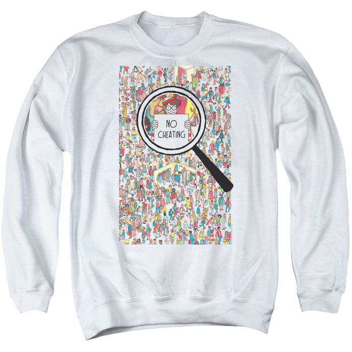 Wheres Waldo No Cheating Mens Crewneck Sweatshirt White