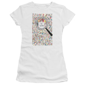 Wheres Waldo No Cheating Junior Sheer Cap Sleeve Womens T Shirt White