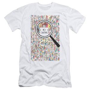 Wheres Waldo No Cheating Slim Fit Mens T Shirt White