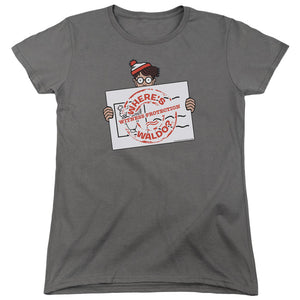 Wheres Waldo Witness Protection Womens T Shirt Charcoal