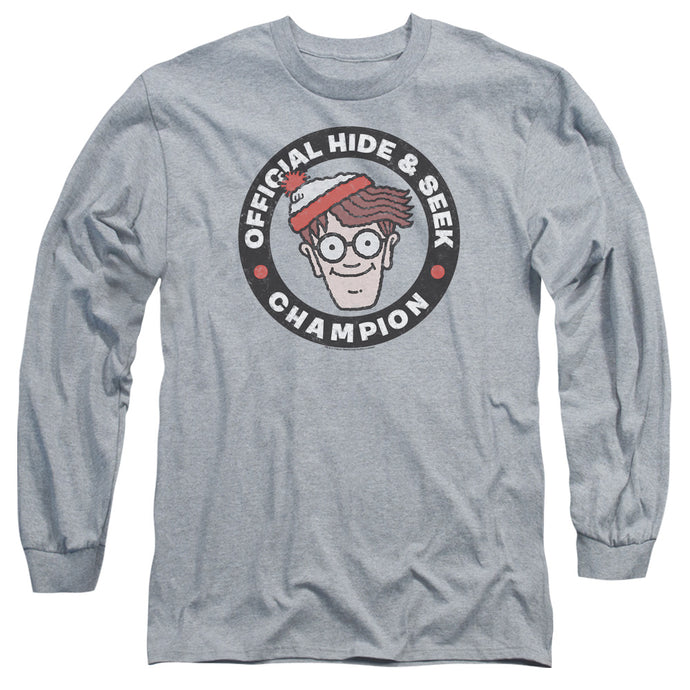 Wheres Waldo Champion Mens Long Sleeve Shirt Athletic Heather