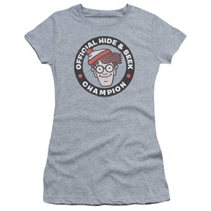 Wheres Waldo Champion Junior Sheer Cap Sleeve Womens T Shirt Athletic Heather