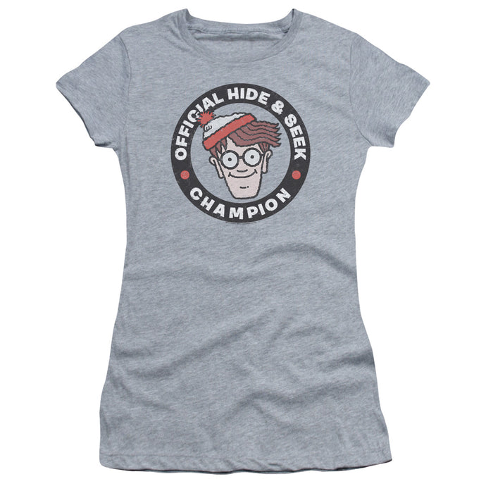 Wheres Waldo Champion Junior Sheer Cap Sleeve Womens T Shirt Athletic Heather