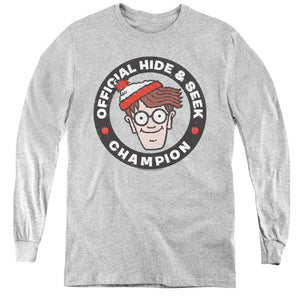 Wheres Waldo Champion Long Sleeve Kids Youth T Shirt Athletic Heather